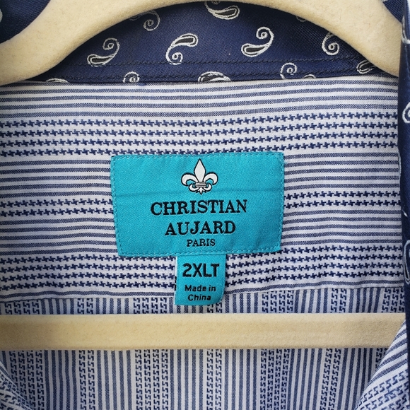 Christian Aujard Paris Navy Striped Button Up Top 2XLT - Picture 3 of 4